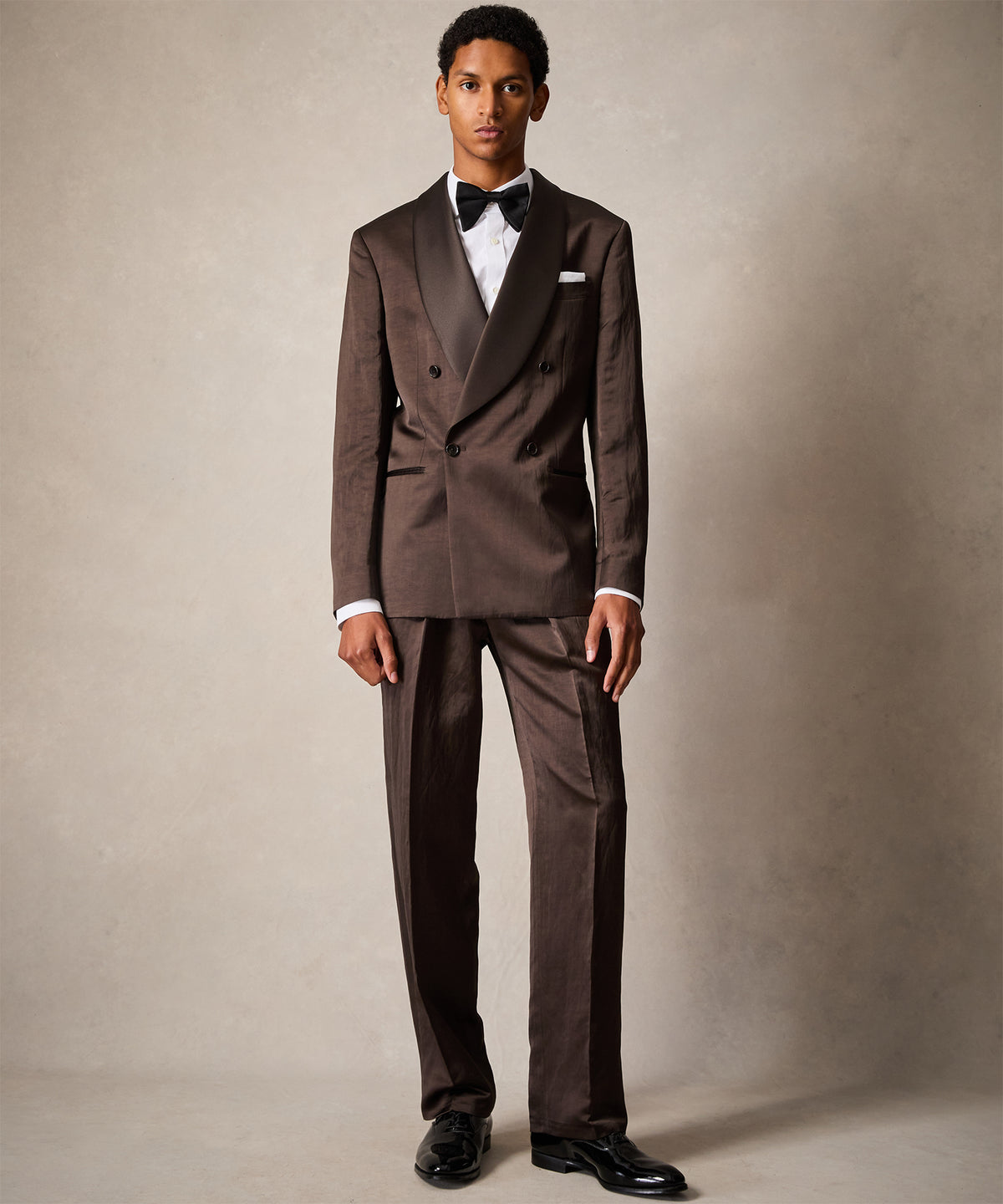 Italian Double-Breasted Shawl Tuxedo in Brown