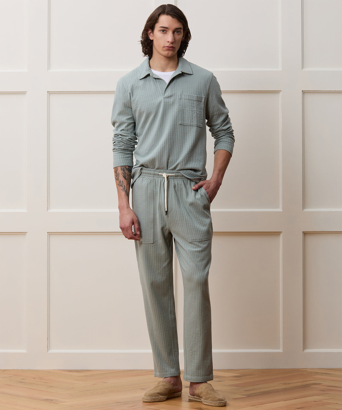 Seersucker Pant Set in Silverlake