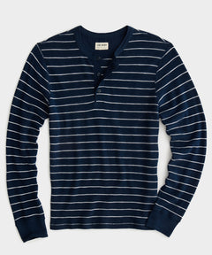 Micro-waffle T-Shirt Long Sleeve in Navy - TAILORED ATHLETE - USA