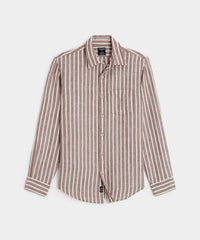 Slim Fit Sea Soft Irish Linen Shirt in Tan Stripe