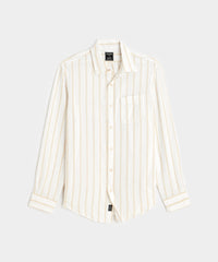 Slim Fit Sea Soft Irish Linen Shirt in Khaki Stripe