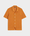 Open-Stitch Full-Placket Polo in Apricot Rush