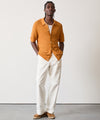 Open-Stitch Full-Placket Polo in Apricot Rush