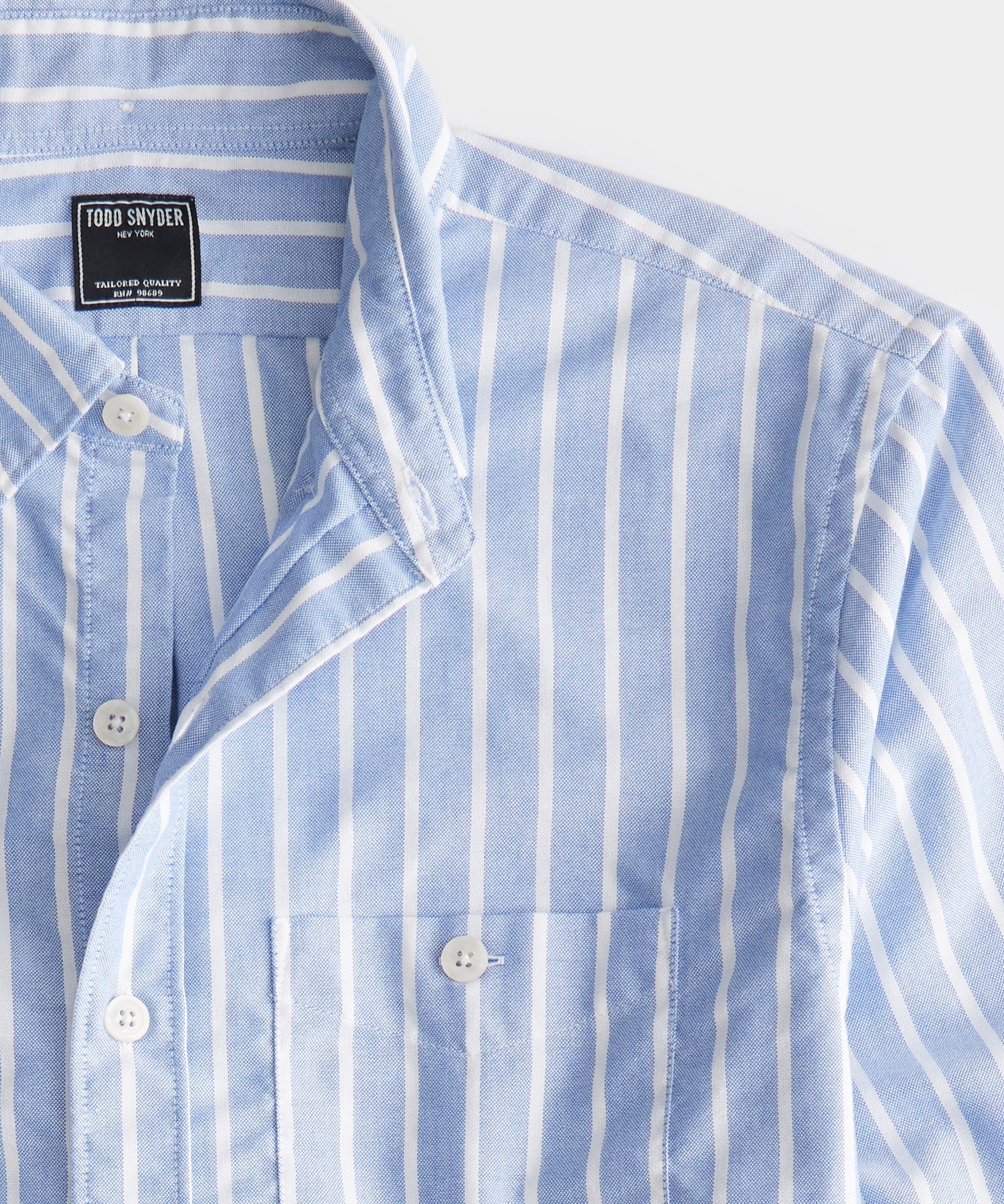 Classic Fit Favorite Oxford Long-Sleeve Shirt in Blue Wide Stripe