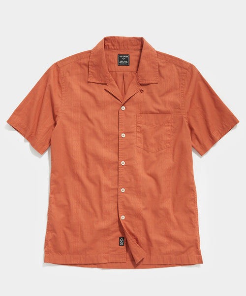 Jacquard Camp Collar Shirt in Rust