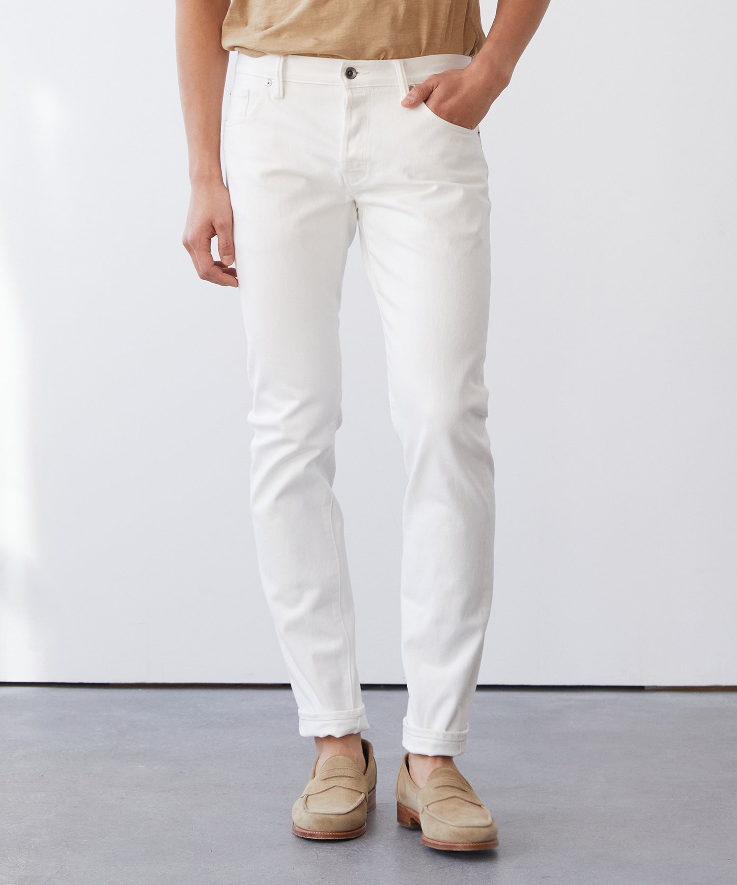 Slim Japanese Stretch Selvedge Jean in White