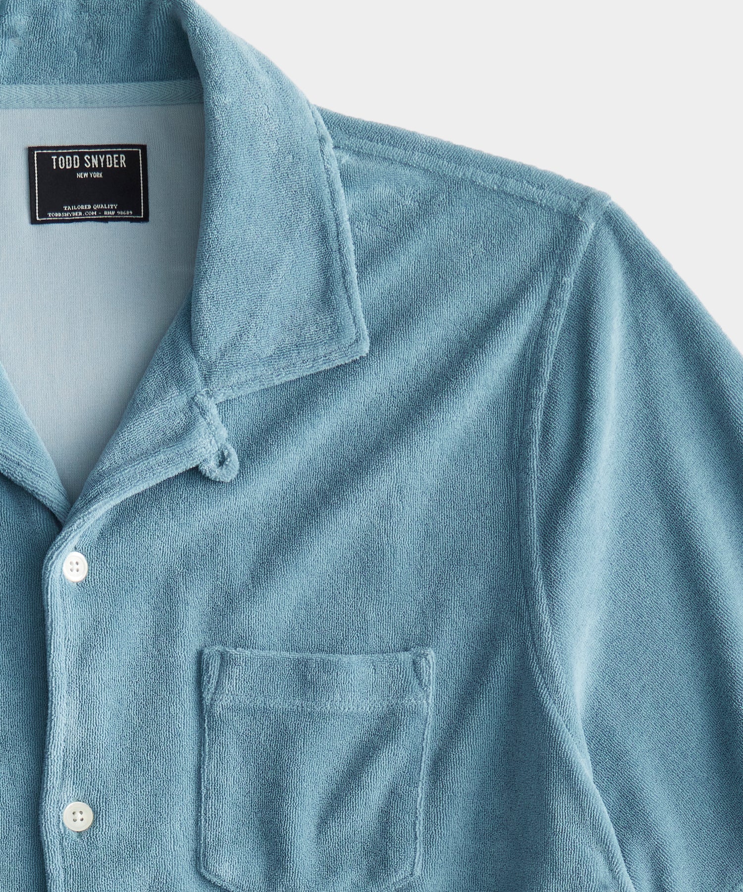Terry Button-Down Polo in Oil Blue