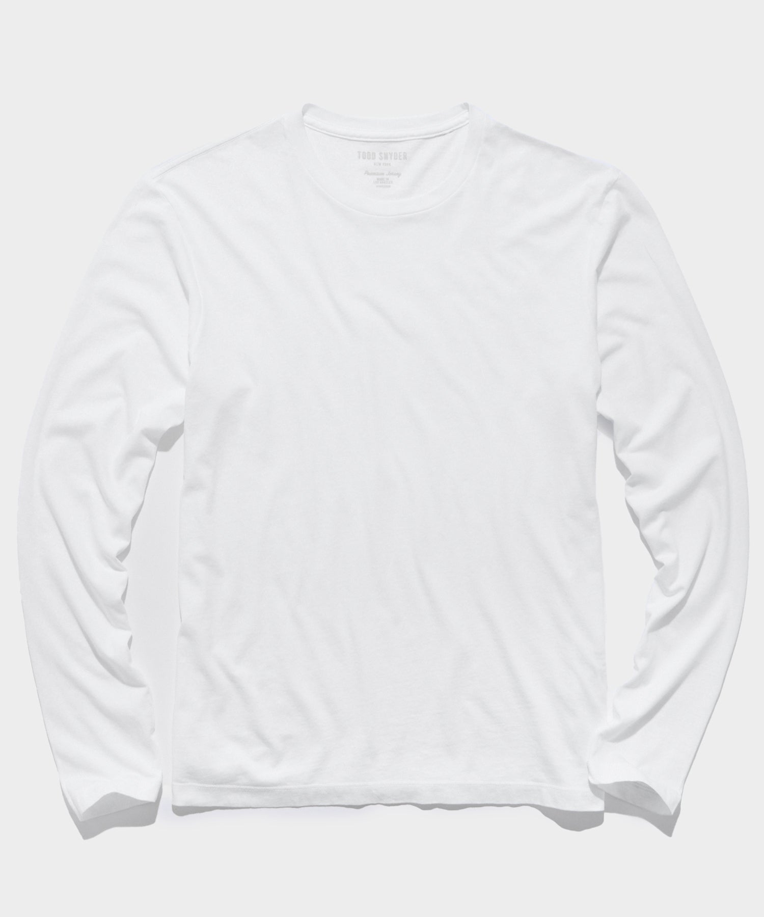 Todd Snyder | Made in L.A. Garment Dyed Long Sleeve Tee in White | S