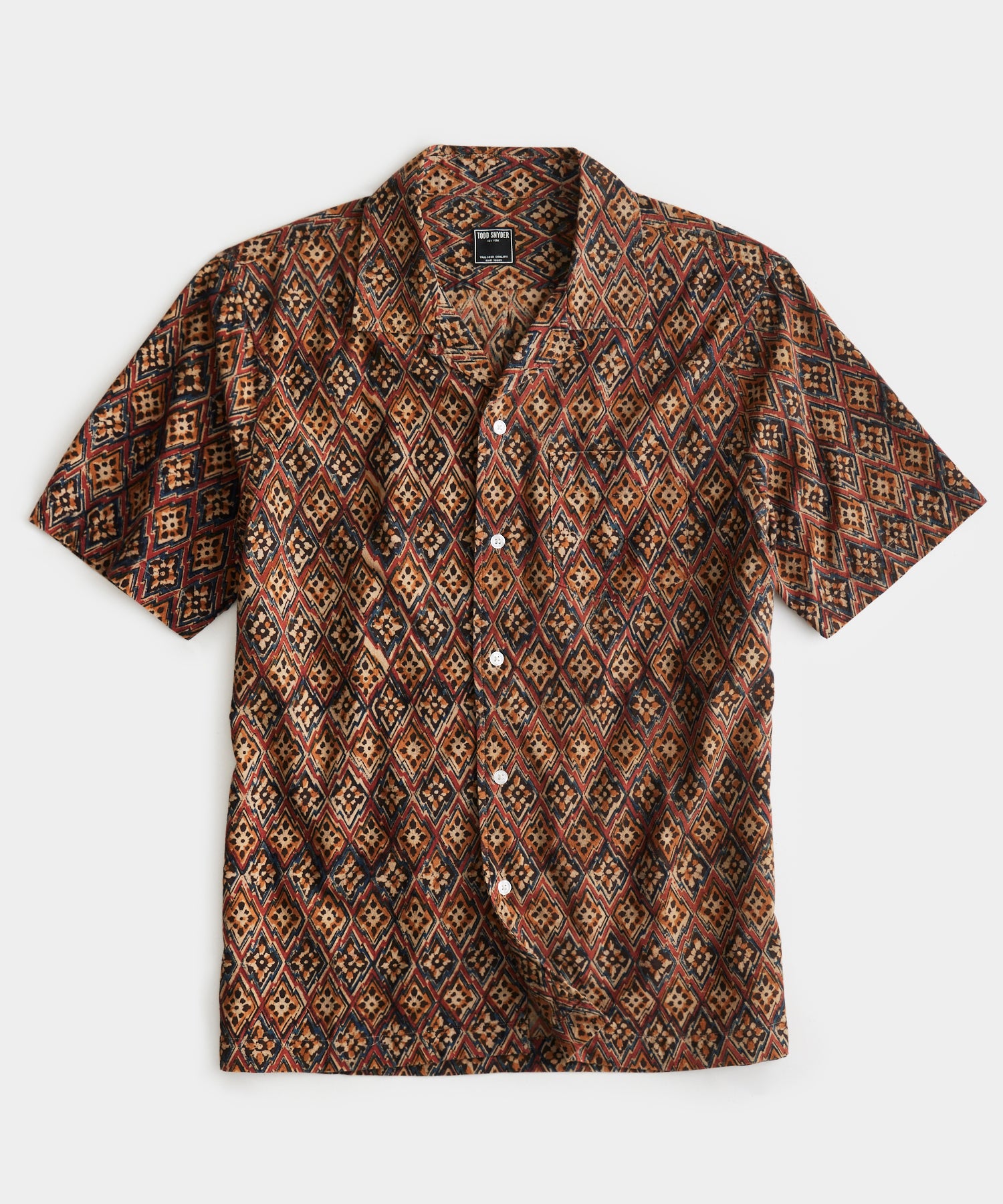 Diamond Kalamkari Short Sleeve Camp Collar