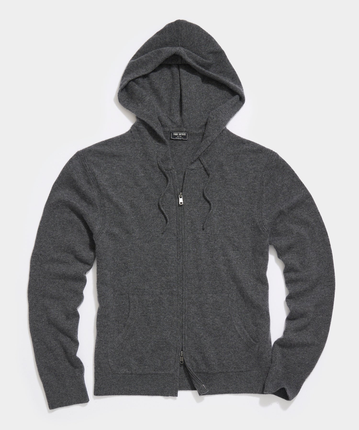 Monogram Motif Cashmere Cotton Blend Zip Hoodie in Storm Grey